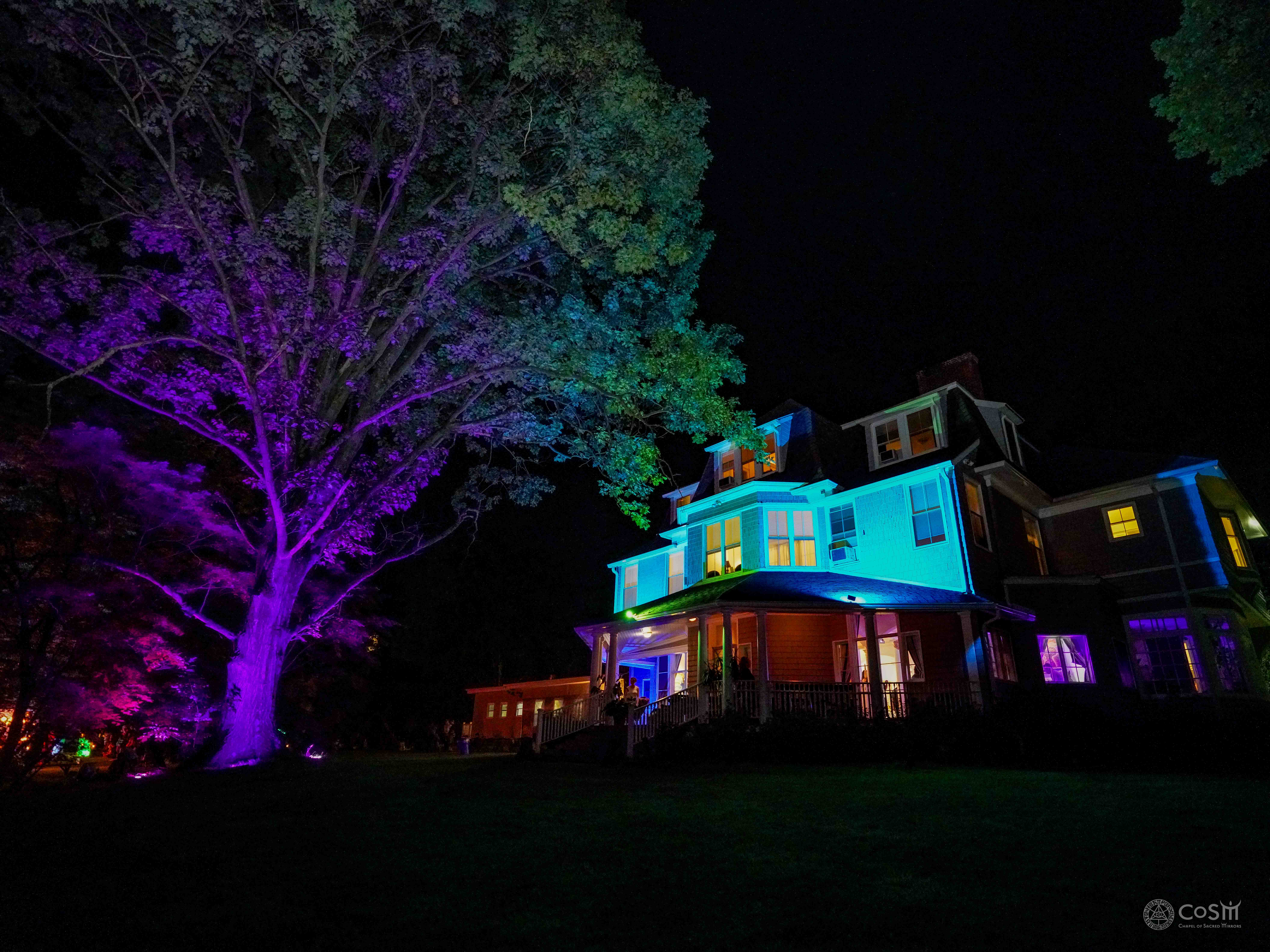 grey house night